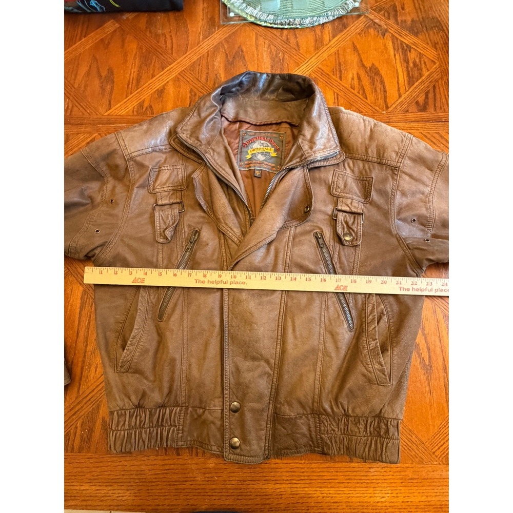 Vintage Wilsons Adventure Bound leather bomber jacket Men L Brown Insulated Zip - Picture 11 of 12